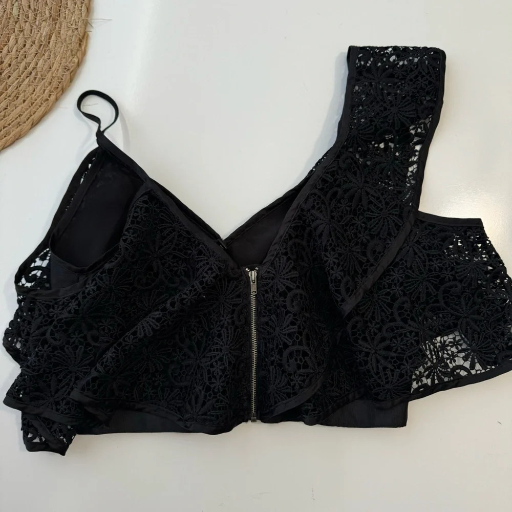 Topshop Women Embroidered Tops, Black Size‎ 4 - Picture 9 of 10